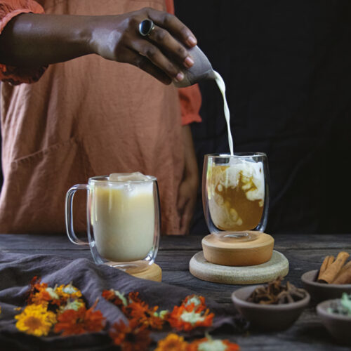 Preparing the Calendula Tulsi Chai Recipe.